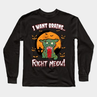 Halloween Zombie Cat Kitten Long Sleeve T-Shirt